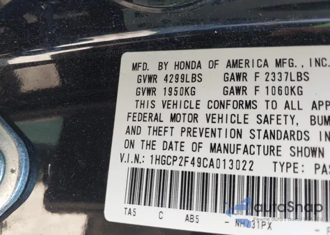 2012 Honda Accord 2.4 Lx-P z USA, uszkodzony, nr VIN 1HGCP2F49CA013022